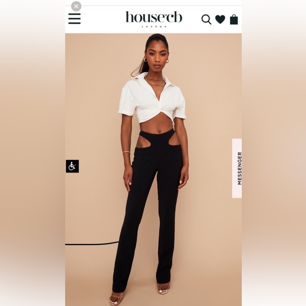 House of CB Black Straight-Leg Cutout Pants